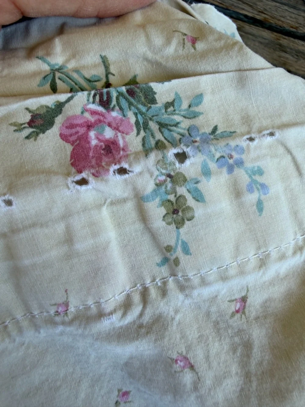 VTG Lauren Ralph Lauren Garden Cove Green Floral Twin Flat Sheet CUTTER CRAFTS